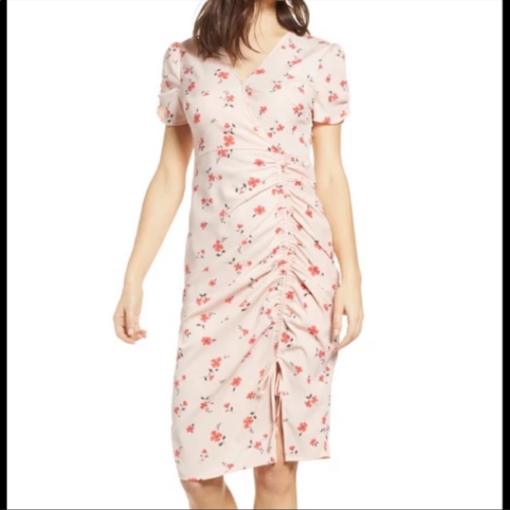 J.O.A. Pink floral Cinched dress